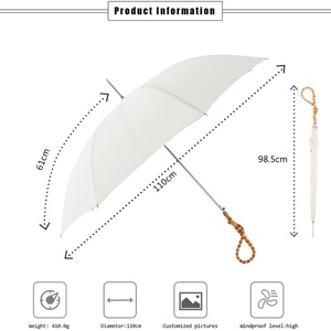 ร่มกันแดดไฟเบอร์กลาสแบบขายดี ด้ามไม้ไผ่ พร้อมเสาตรงยาวสำหรับผู้ใหญ่ - Product Image 5