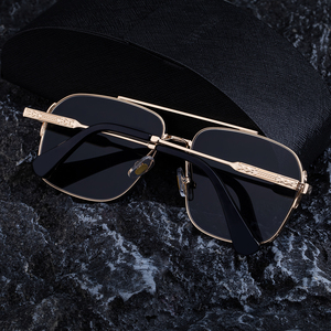 Lunettes de soleil carrées en métal à double pont, protection UV400, avec logo personnalisé, design fantaisie Partagas Fashion pour hommes - Product Image 5