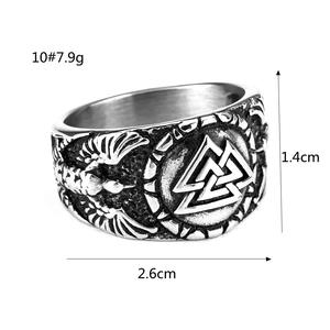 Anillo Vikingo de Acero de Titanio para Hombre, Diseño Geométrico de Triángulo y Cuervo, Estilo Hip Hop, Joyería de Regalo - Product Image 5