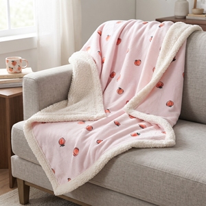 Couverture Sherpa réversible certifiée OEKO-TEX à imprimé pêche, ultra douce et moelleuse, pour lit ou <span class=keywords><strong>canapé</strong></span>, avec logo personnalisé - Product Image 3