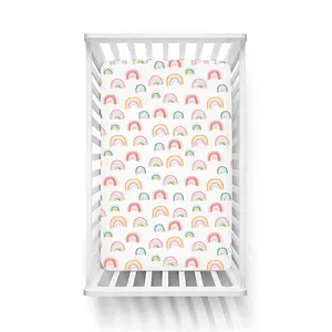 Custom Digital Print Gots Organische Katoenen Baby Bamboe Mousseline Ingericht Crib Sheet Set 130*70 Cm Pasgeboren Wieg Lakens