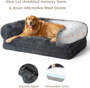 Foldable Square Adult <b>Dog</b> <b>Bed</b> Fashionable Solid Pattern Memory Foam Supportive Removable Washable Cover - Product Image 5