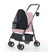 Poussette transfrontalière pour animaux de compagnie (chats, chiens, chiens Teddy) et bébés, 4 roues, pliable, pratique pour l'extérieur, petit modèle S09A