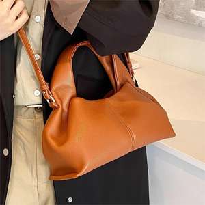 THK กระเป๋ายับย้อนยุคสีทึบกระเป๋า PU สะพายข้างกระเป๋าถือขนาดเล็กสวยงาม - Product Image 6