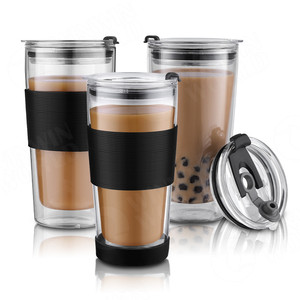Emode-Tazas de vidrio con tapas y taza de <span class=keywords><strong>café</strong></span> con hielo de paja, resistentes al calor, con pajitas de Metal, adecuada para <span class=keywords><strong>café</strong></span>, Jui - Product Image 1