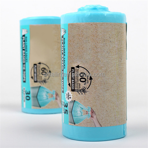 Sacs poubelles écologiques en canne à sucre, sacs poubelles verts en PE à base végétale avec bord ondulé, vente en gros personnalisée directe usine - Product Image 1