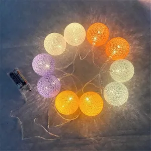 Led Fairy String Lights Cotton Ball Light For Christmas Colorful Round LEDs Decorative Lamp