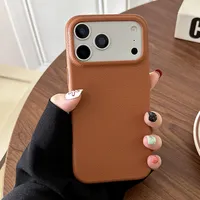 Coque de téléphone antichoc mate à texture cuir litchi rétro compatible avec iPhone 17E 17 Air 16E 16 15 14 Plus 13 12 Mini 11Pro Max