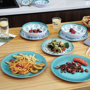 ชุดอาหารค่ำสไตล์เรโทรลายดอกไม้สีเขียว แบบเกาหลี  <span class=keywords><strong>จาน</strong></span><span class=keywords><strong>ชาม</strong></span>เมลามีนลายพืช  สำหรับปิกนิก  สไตล์คันทรี  ผลิตในประเทศไทย - Product Image 3