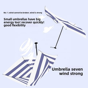 <span class=keywords><strong>Parasol</strong></span> de voyage ultra léger et portable, 19 pouces, 5 baleines, ouverture manuelle, tige en aluminium, imperméable, parapluie pliant en trois sections - Product Image 3