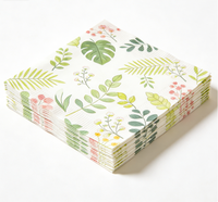 Serviettes en papier jetables à thème botanique printanier pour fête de mariage, décor feuilles vertes fraîches, fournitures pour fête de mariage