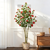 Plante artificielle de rose rouge en pot, arbre de rose artificiel de haute qualité, écologique, décoration intérieure persistante pour mariage, Noël, salon