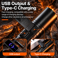 Lampe torche LED laser blanche OEM, zoom télescopique, faisceau longue portée 300 m, lampe tactique avec affichage numérique de la batterie et sortie Power Bank
