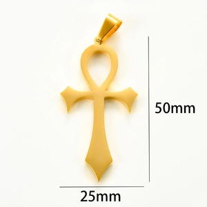 Petit collier pendentif croix Ankh égyptienne ancienne en acier inoxydable, style rétro, argent, or, noir, amulette porte-bonheur de prière catholique, bijou - Product Image 2