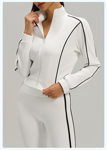 Chaqueta Cárdigan Holgada, Estilo Informal, para Primavera y Otoño, con Contraste de Color, Alta Elasticidad, Transpirable, Deportiva, para Mujer - Product Image 4