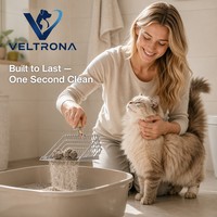 Pelle à litière pour chat en acier inoxydable, avec panier à mailles fines, manche en bois, antiadhésive, robuste, vente en gros