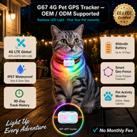 Traceur GPS 4G étanche avec logo personnalisé pour chats et chiens, avec LED couleur, application de localisation en temps réel, géolocalisation et suivi d'activité des animaux de compagnie