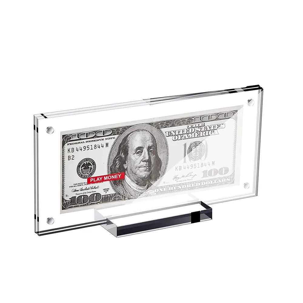 Acrylic Display Dollar Bill Display Dollar Holder Currency Ticket Protector Paper Money Frame for Bill Collectors Collection