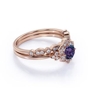 USA Fashion Gold Vermeil Jewelry 925 <b>Sterling</b> <b>Silver</b> Lab Alexanderite Vermeil Jewelry Keep Color Long Vermeil <b>Ring</b> <b>Sets</b> - Product Image 5