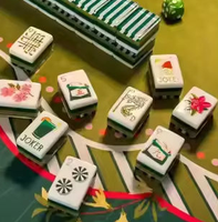 Jeu de tuiles de Mahjong américain de luxe en acrylique style Côte Corallienne, perles d'eau, design moderne, pour 4 joueurs, résistant à l'eau, portable