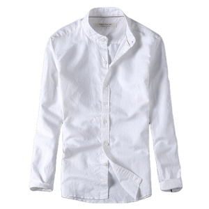 Camicie da <span class=keywords><strong>Uomo</strong></span> in <span class=keywords><strong>Lino</strong></span> Premium, <span class=keywords><strong>Camicia</strong></span> in Misto <span class=keywords><strong>Lino</strong></span> e Cotone, Manica Lunga, Vestibilità <span class=keywords><strong>Slim</strong></span>, Colletto alla Coreana, <span class=keywords><strong>Camicia</strong></span> Casual - Product Image 4
