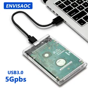 حافظة أقراص صلبة شفافة SATA إلى USB علبة حاوية محرك الأقراص الصلبة حاوية خارجية بمحرك الأقراص الصلبة لمحرك الأقراص الصلبة صندوق قرص SSD يدعم UASP