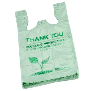 100% bahan daur ulang oxo biodegradable pbat pla plastik t-shirt tas bio Collective membawa belanja tas