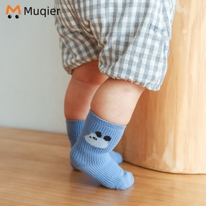Chaussettes courtes en coton uni pour enfants, chaussettes en maille pour bébés, chaussures-chaussettes très vendues - Product Image 2