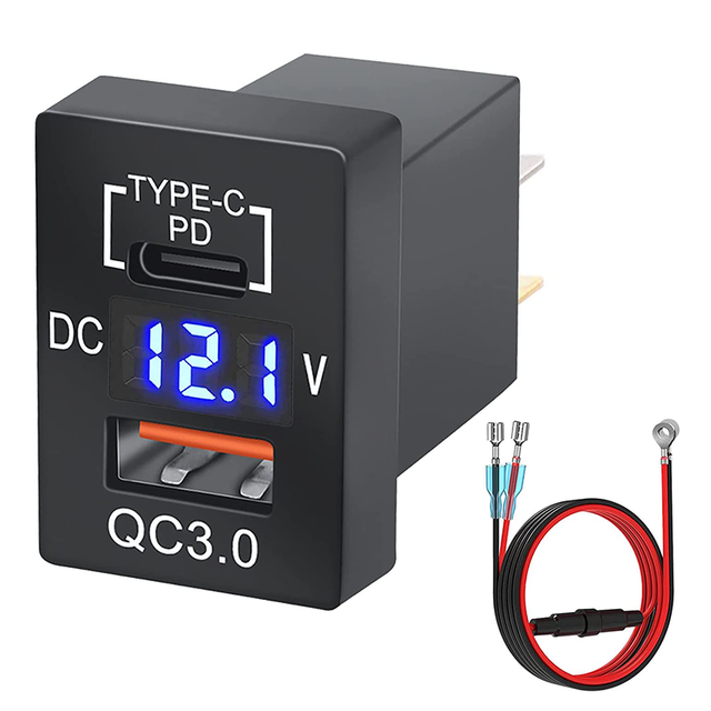 Quick Charge 3.0 PD USB C Dual USB Car Charger Socket Power Adapter for Toyota RAV4 Tundra 4Runner Tacoma Sequoia