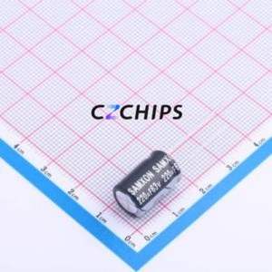 Condensateur électrolytique en aluminium à montage traversant ESK227M1JG16RR, composant à montage traversant (THT), D10xL16mm 220uF 20% 63V 5mm - Product Image 1