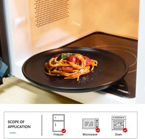 จานอาหารค่ำทรงกลมขนาด 8 นิ้ว สไตล์ญี่ปุ่น ดีไซน์สร้างสรรค์ วินเทจสีดำ ทำจากเซรามิกอย่างดี - Product Image 3