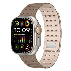 Nieuwe Dual Color Fashion Strap Voor Iwatch Ademend Gat Magnetische Siliconen Horlogeband Sport