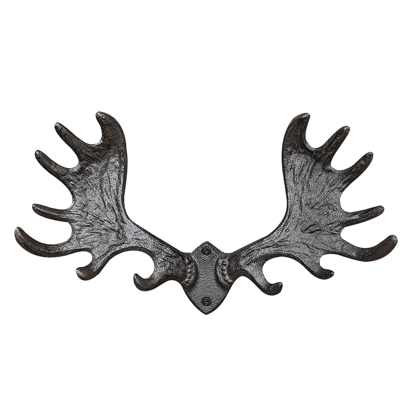 Vintage Cast Iron Antler Hooks - Wall Hanging Decor for Home, Bar, and Cafe