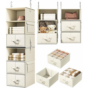 6-Shelf Hanging Closet Organizer with 3 Drawers 2 Separable 3-Shelf Closet Organizers and <b>Storage</b> for Wardrobe Organization - Product Image 1