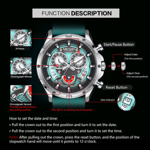 Orologio da Polso MEGIR da <span class=keywords><strong>Uomo</strong></span> al <span class=keywords><strong>Quarzo</strong></span> con Cinturino in Silicone Bianco, Lancette Luminose, Cronografo Sportivo alla Moda Impermeabile con Calendario - Product Image 5