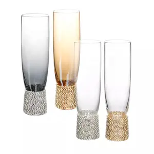 Wholesale Luxury Champagne Glasses Clear Crystal Champagne Flute Glass Wedding Diamond Colored Crystal Champagne Cups