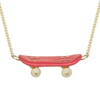 Mode crème patins à roulettes sous pendentif collier en acier inoxydable émail huile goutte à goutte étanche sport vent bijoux cadeau