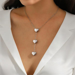 Collar de Cadena <span class=keywords><strong>Simple</strong></span> de Acero Inoxidable con Colgante de Corazón para Mujer, Accesorios Modernos para Uso Diario, Resistentes al Agua, Joyería de Moda para el Cuello - Product Image 2