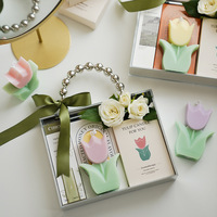 Bougie artisanale parfumée à la tulipe, en forme de fleur, aromathérapie, cadeau, décoration d'intérieur, Diwali, 5 couleurs, parfum, désodorisant, sans fumée