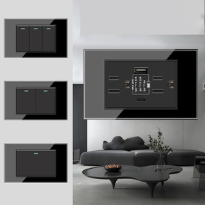 Panel de Vidrio Templado Negro, Enchufe de Pared Estadounidense con Carga Rápida Tipo-C |   Interruptor y Enchufe Estadounidenses - Product Image 4