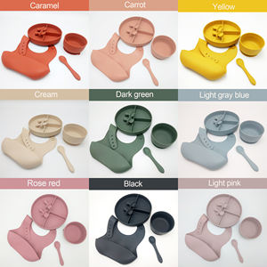 Ensemble d'alimentation en Silicone sans BPA pour bébé, bavoir, bol d'aspiration et cuillère, vaisselle, aide à l'alimentation - Product Image 5