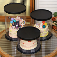 Boîte à gâteau ronde en gros, emballage cadeau transparent pour desserts d'anniversaire, produits de boulangerie, aliments faits maison