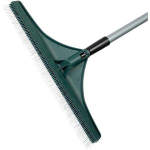 Outdoor Adjustable Stainless Steel Lawn <strong>Rake</strong> with <strong>Artificial</strong> <strong>Grass</strong> Brush and Carpet <strong>Rake</strong> Green/White/Silver - Product Image 3