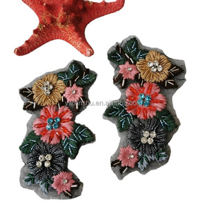 Parches decorativos de tela <span class=keywords><strong>con</strong></span> cuentas hechas a mano <span class=keywords><strong>con</strong></span> bordado de <span class=keywords><strong>flores</strong></span> transparentes, de colores versátiles, a la moda - Product Image 5