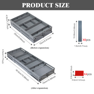 Organizador de cajones de maquillaje para joyería de tocador, bandeja de almacenamiento de 2/3 niveles, caja organizadora de herramientas de escritorio plegable ajustable extensible - Product Image 4