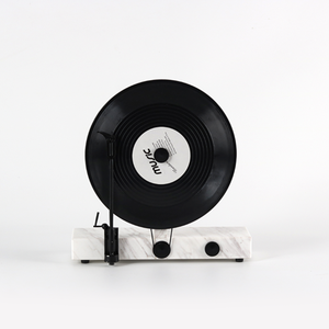 Dọc Retro Âm Thanh Ghi Vinyl Đá Cẩm Thạch Cơ Sở Kim Loại Ghi Âm Trang Trí Nội Thất Phòng Khách Trang Trí Đối Tượng Cho Phòng Đồ Trang Trí Quà Tặng - Product Image 1