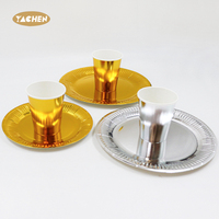 Yachen haute qualité luxe or argent vaisselle de fête jetable gobelets et assiettes en papier pour fournitures de fête d'anniversaire