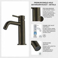 Robinet de lavabo moderne noir mat en acier inoxydable à montage sur plan avec cartouche céramique pour salle de bain