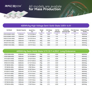 แบตเตอรี่โซลิดสเตท Racepow 400wh/kg 10Ah 13Ah 33Ah 40Ah 50Ah 60Ah 66Ah 72Ah 81Ah 120Ah 3.7V 4.25V สำหรับโดรน VTOL UAV RP951 - Product Image 2