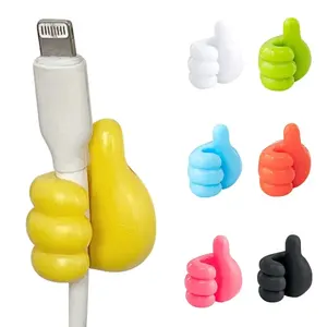 Gancho autoadhesivo para decoración de pared, 10 Uds., creativo gancho de silicona para colgar llaves de pulgar, Clip de Cable de datos para el hogar/oficina, organizador de escritorio